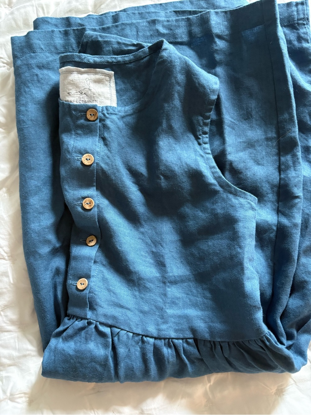 NEW Notperfectlinen Indigo Sleeveless Linen MAMA Dress - Medium - Picture 4 of 7